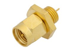 SMA Male Bulkhead Mount Hermetically Sealed Connector Solder Attachment Stub Terminal, .250 inch Diameter