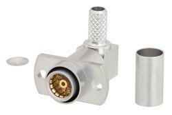 BMA Jack Right Angle Slide-On Connector Crimp/Solder Attachment 2 Hole Flange Mount for RG142, RG223, RG400, RG55