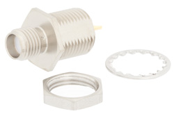 SMA Female Bulkhead Mount Connector Solder Attachment Solder Cup Terminal, .350 inch D Hole