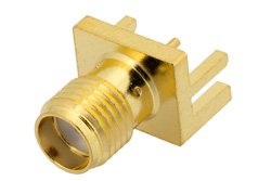 SMA Female Connector Solder Attachment .062 inch End Launch PCB, .030 inch Diameter