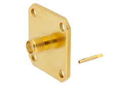 SMA Female Connector Solder Attachment 4 Hole Flange Mount Tab Terminal, .718 inch Hole Spacing