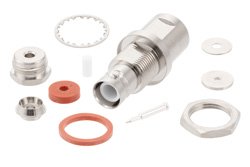 SHV Jack Bulkhead Mount Connector Clamp/Solder Attachment for RG174, RG316, RG188, .480 inch D Hole