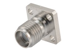 SMA母头现场可更换连接器，4孔法兰，Pin 0.018英寸，孔距0.250英寸，带金属环