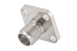 SMA母头现场可更换连接器，4孔法兰，Pin 0.015英寸，孔距0.340英寸，带金属环