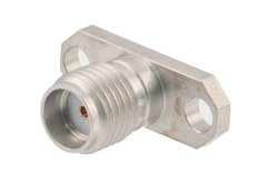 SMA母头现场可更换连接器，2孔法兰，Pin 0.009英寸，孔距0.481英寸，带金属环