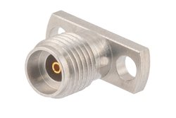 2.92mm母头现场可更换连接器，2孔法兰安装，Pin 0.02英寸，孔距0.355英寸，带金属触点环