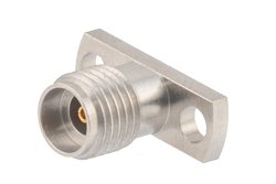 2.92mm母头现场可更换连接器，2孔法兰安装，Pin 0.015英寸，孔距0.400英寸，带金属触点环