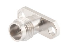 2.4mm母头现场可更换连接器，2孔法兰安装，Pin 0.02英寸，孔距0.481英寸，带金属触点环