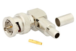 75 Ohm BNC Male Right Angle Connector Crimp/Solder Attachment for RG59B/U, RG62, RG71