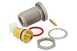 N Female Bulkhead Mount Connector Solder Attachment for PE-SR402AL, PE-SR402FL, PE-SR402FLJ, PE-SR402TN, RG402, .640 inch DD Hole