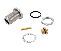 N Female Bulkhead Mount Connector Solder Attachment for PE-SR405AL, PE-SR405FL, RG405, .640 inch DD Hole
