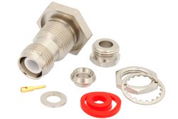 RP-TNC Female Bulkhead Mount Connector Clamp/Solder Attachment for RG58, RG142, RG223, RG400, RG141, RG303, RG55, PE-C195, .480 inch D Hole