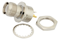 RP TNC Female Bulkhead Isolated Ground Connector Solder Attachment Solder Cup Terminal, .480 inch D Hole
