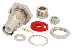 RP BNC Female Bulkhead Connector Clamp/Solder Attachment For RG55, RG58, RG141, RG142, RG223, RG400, .480 inch D Hole