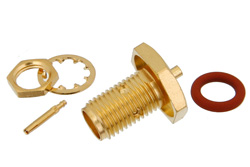 SMA Female Bulkhead Mount Connector Solder Attachment for PE-034SR, .235 inch D Hole