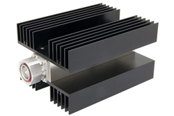 High Power 100 Watt RF Load Up to 3 GHz With 7/16 DIN Male Input Conduction Cooled Body Black Anodized Aluminum Heatsink