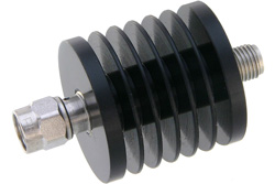 10 dB Fixed Attenuator, SMA Male to SMA Female Black Anodized Aluminum Heatsink Body Rated to 10 Watts Up to 18 GHz