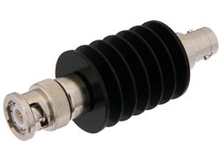 30 dB Fixed Attenuator, BNC Male to BNC Female Black Anodized Aluminum Heatsink Body Rated to 10 Watts Up to 2 GHz