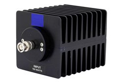 6 dB Fixed Attenuator, BNC Male To BNC Female Directional Black Anodized Aluminum Heatsink Body Rated To 100 Watts Up To 1000 MHz