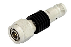 2 dB Fixed Attenuator, TNC Male to TNC Female Black Anodized Aluminum Heatsink Body Rated to 5 Watts Up to 18 GHz
