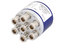 SP6T Electromechanical Relay Latching Switch, DC to 12.4 GHz, up to 400W, 12V Indicators, Reset, N