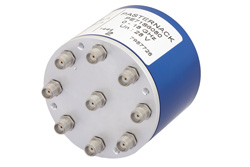 SP8T Electromechanical Relay Latching Switch, Terminated, DC to 18 GHz, up to 240W, 28V Indicators, Reset, SMA