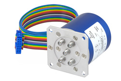 低插入损耗可重复继电器闩锁开关，单刀四掷，0.03 dB，端接，直流至20 GHz，70W，24V，指示器，自切断，SMA