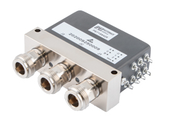 SPDT Latching Self Cut-Off DC to 12 GHz Electro-Mechanical Relay Switch, TTL, Up To 600W, 5M Lifecycles, Suppression Diodes, 28V, N