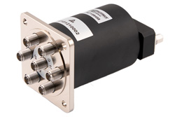 SP6T Electromechanical Relay Normally Open Switch, DC to 40 GHz, up to 10W, 2M Lifecycles, 12V, Indicators, TTL, Suppression Diodes, 2.92mm
