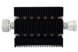 60 dB Fixed Attenuator, 7/16 DIN Male To 7/16 DIN Female Directional Black Anodized Aluminum Heatsink Body Rated To 100 Watts Up To 6 GHz