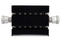 50 dB Fixed Attenuator, 7/16 DIN Female To 7/16 DIN Female Directional Black Anodized Aluminum Heatsink Body Rated To 100 Watts Up To 6 GHz