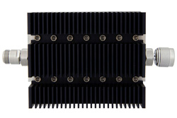 6 dB Fixed Attenuator, N Female To N Male Directional Black Anodized Aluminum Heatsink Body Rated To 100 Watts Up To 6 GHz
