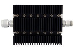 20 dB Fixed Attenuator, N Male To N Female Directional Black Anodized Aluminum Heatsink Body Rated To 100 Watts Up To 6 GHz