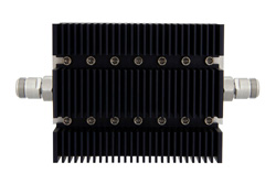 10 dB Fixed Attenuator, N Female To N Female Directional Black Anodized Aluminum Heatsink Body Rated To 100 Watts Up To 6 GHz