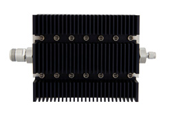 6 dB Fixed Attenuator, N Female To SMA Male Directional Black Anodized Aluminum Heatsink Body Rated To 100 Watts Up To 6 GHz