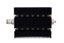 6 dB Fixed Attenuator, N Female To SMA Female Directional Black Anodized Aluminum Heatsink Body Rated To 100 Watts Up To 6 GHz