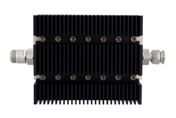 30 dB Fixed Attenuator, N Female To TNC Male Directional Black Anodized Aluminum Heatsink Body Rated To 100 Watts Up To 6 GHz