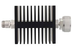 10 dB Fixed Attenuator, N Female To 7/16 DIN Male Directional Black Anodized Aluminum Heatsink Body Rated To 50 Watts Up To 7.5 GHz
