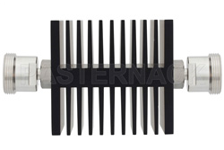 40 dB Fixed Attenuator, 7/16 DIN Female To 7/16 DIN Female Directional Black Anodized Aluminum Heatsink Body Rated To 50 Watts Up To 7.5 GHz