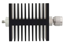 50 dB Fixed Attenuator, SMA Female To N Male Directional Black Anodized Aluminum Heatsink Body Rated To 50 Watts Up To 18 GHz