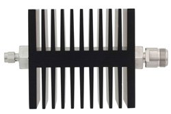 40 dB Fixed Attenuator, SMA Male To N Female Directional Black Anodized Aluminum Heatsink Body Rated To 50 Watts Up To 18 GHz