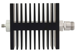 3 dB Fixed Attenuator, SMA Female To N Female Directional Black Anodized Aluminum Heatsink Body Rated To 50 Watts Up To 18 GHz
