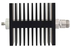 6 dB Fixed Attenuator, SMA Female To N Female Directional Black Anodized Aluminum Heatsink Body Rated To 50 Watts Up To 18 GHz