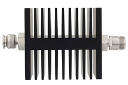 10 dB Fixed Attenuator, TNC Male To N Female Directional Black Anodized Aluminum Heatsink Body Rated To 50 Watts Up To 18 GHz