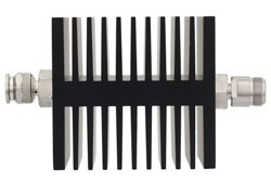40 dB Fixed Attenuator, TNC Male To N Female Directional Black Anodized Aluminum Heatsink Body Rated To 50 Watts Up To 18 GHz