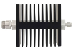 10 dB Fixed Attenuator, N Female To SMA Male Directional Black Anodized Aluminum Heatsink Body Rated To 50 Watts Up To 18 GHz