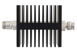 10 dB Fixed Attenuator, N Female To TNC Male Directional Black Anodized Aluminum Heatsink Body Rated To 50 Watts Up To 18 GHz