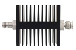 10 dB Fixed Attenuator, TNC Female To TNC Male Directional Black Anodized Aluminum Heatsink Body Rated To 50 Watts Up To 18 GHz