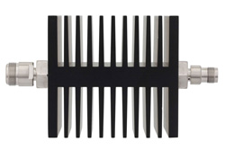 10 dB Fixed Attenuator, N Female To TNC Female Directional Black Anodized Aluminum Heatsink Body Rated To 50 Watts Up To 18 GHz