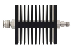 10 dB Fixed Attenuator, TNC Male To TNC Female Directional Black Anodized Aluminum Heatsink Body Rated To 50 Watts Up To 18 GHz